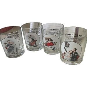 Norman Rockwell The Saturday Evening post glassware Collection Set if 4  12 oz